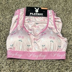 Playboy Pink Cherry Print Lingerie Set